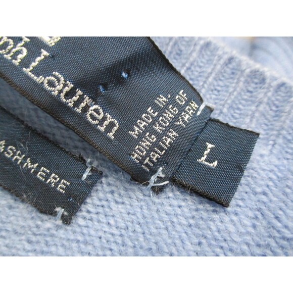 Ralph Lauren Polo Sweater Adult Large L Blue Cashmere V Neck Casual Preppy Mens - Picture 11 of 11